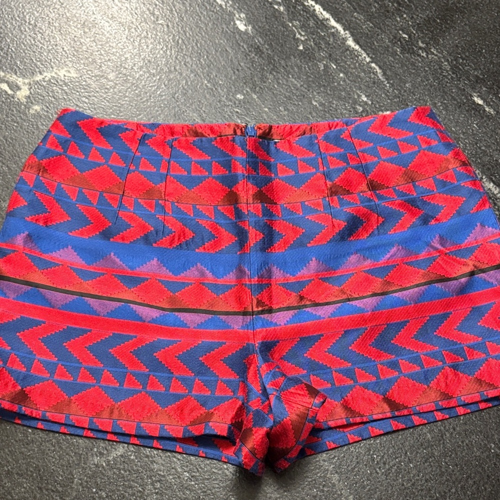 Southwest pattern red and blue shorts